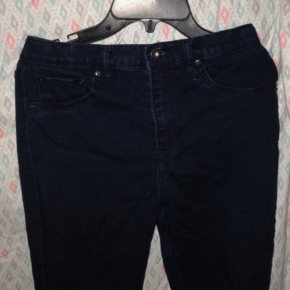 dark blue jeans high rise denim